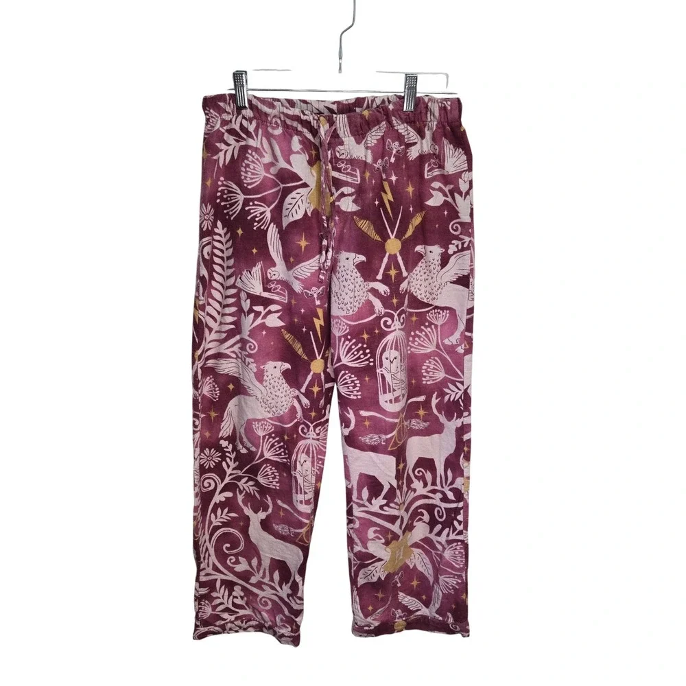 Pottery Barn Teen Harry Potter Flannel Pajama Set Burgundy Kids Size M 10-12